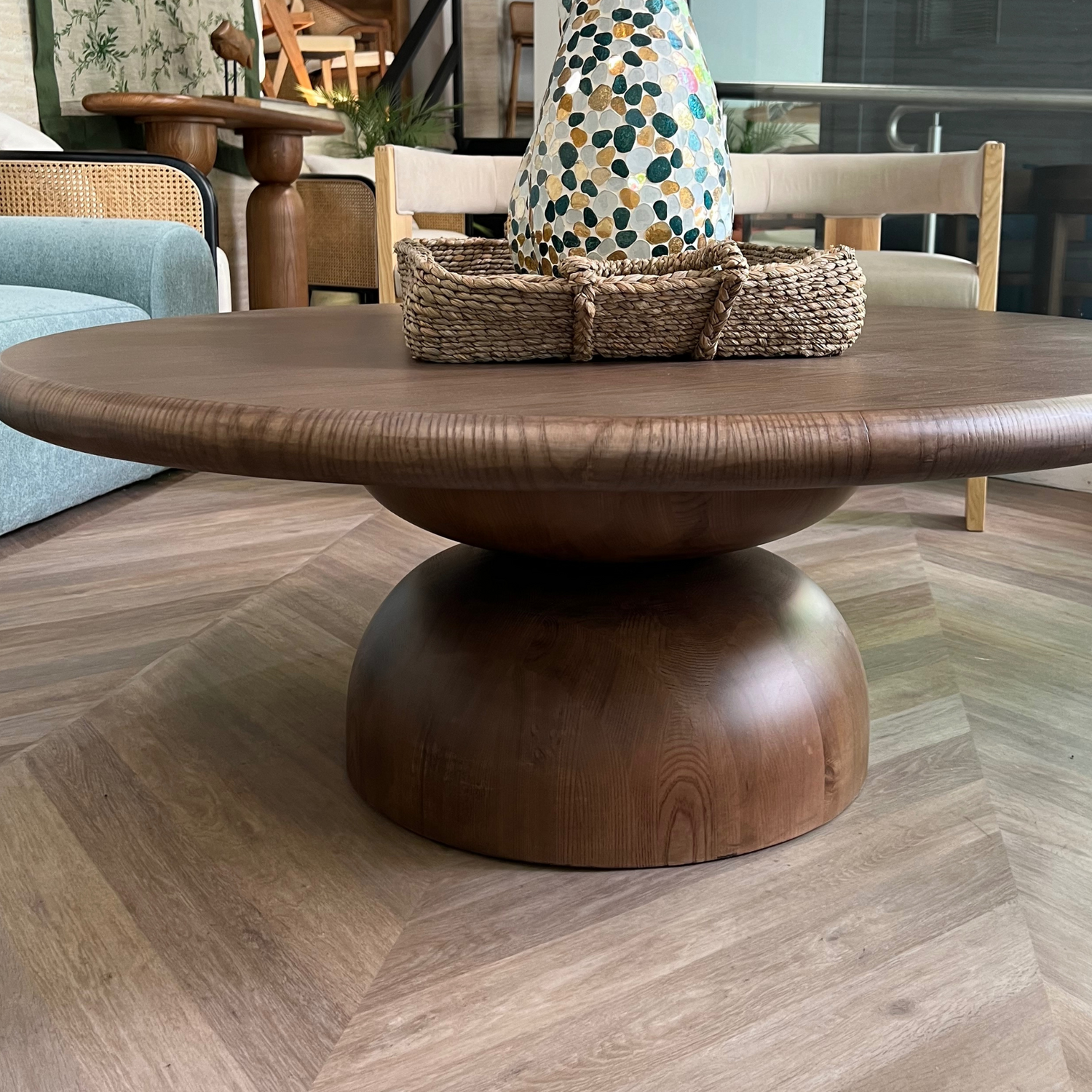 Baobab Wood Round Coffee Table - Ready to Ship