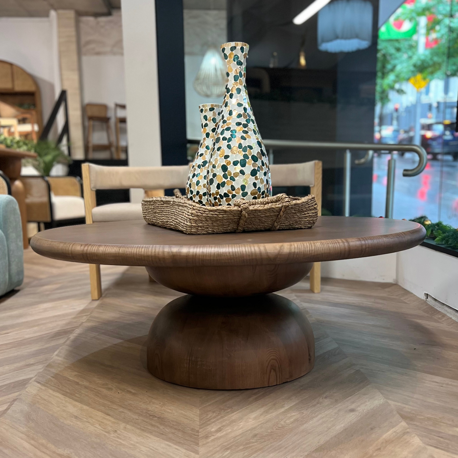 Baobab Wood Round Coffee Table - Ready to Ship