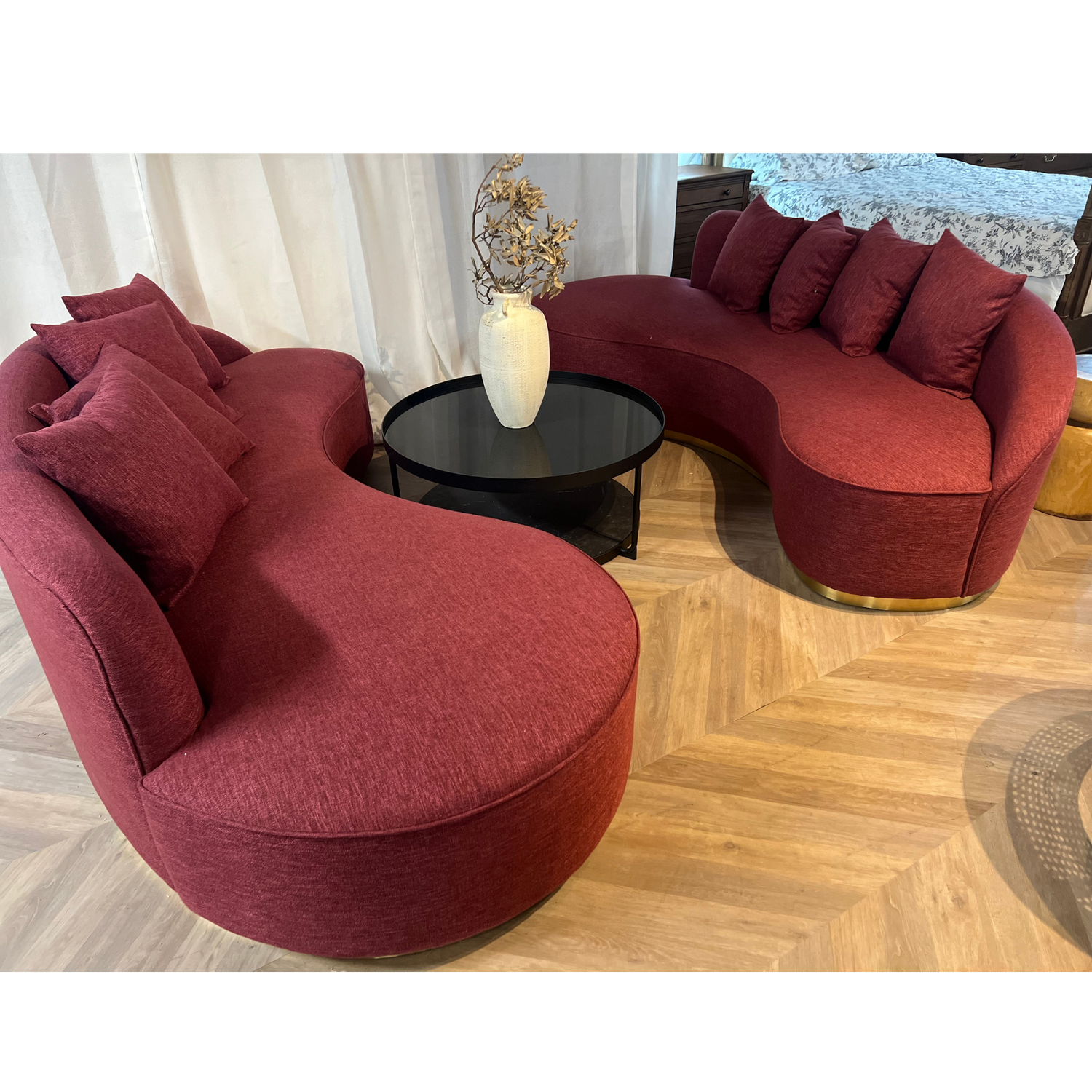 Isola Boucle & Linen Curved Sofa - Ready to Ship