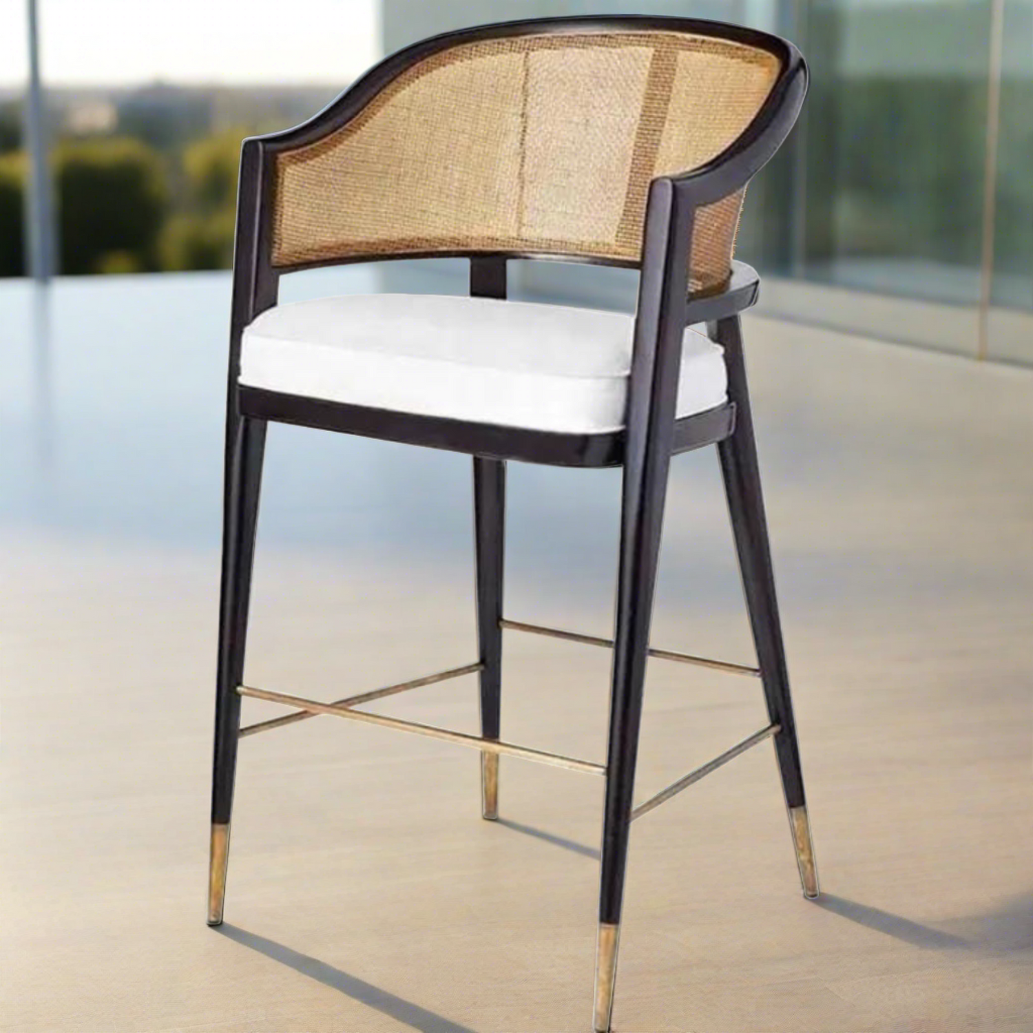 Levanto Kitchen Bar Stool Chairs - Wooden & Rattan - Ready to Ship