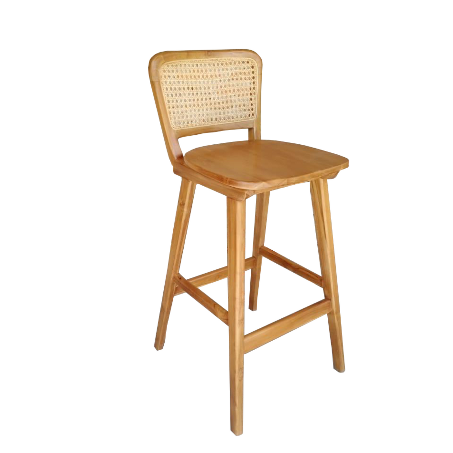 Ayana Rattan &amp; Wood Dining Bar Stool  - Natural Brown Colour -  Ready to Ship