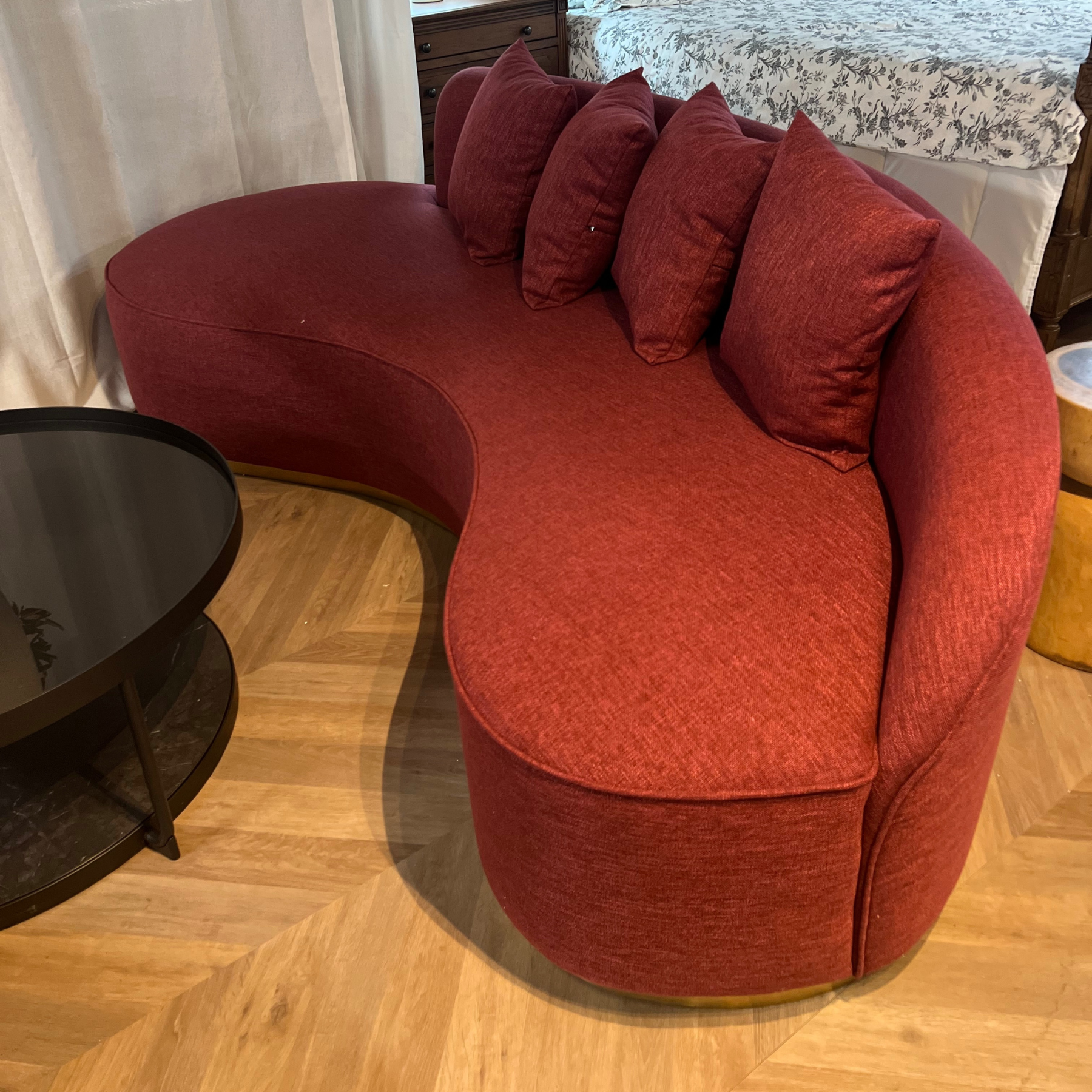 Isola Boucle &amp; Linen Curved Sofa - Ready to Ship