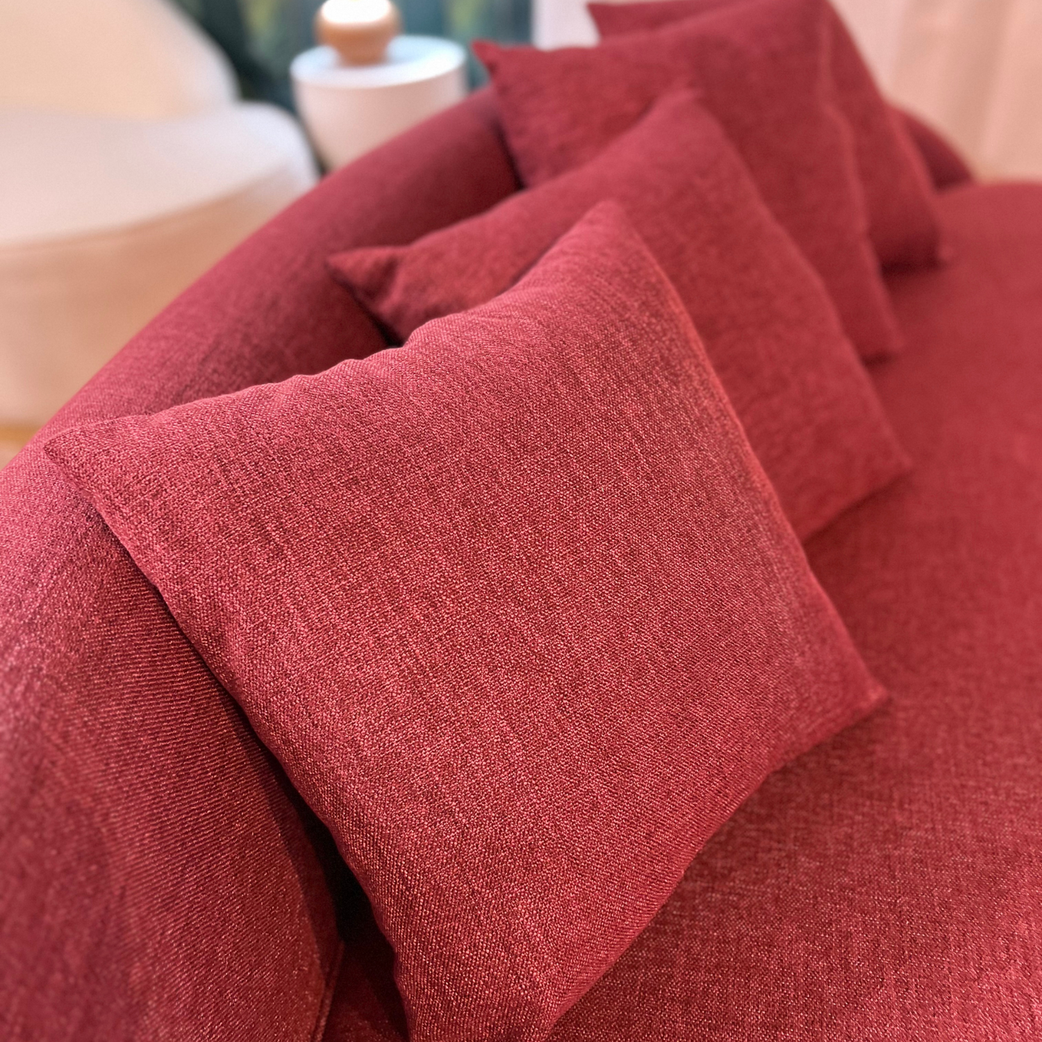 Isola Boucle &amp; Linen Curved Sofa - Ready to Ship
