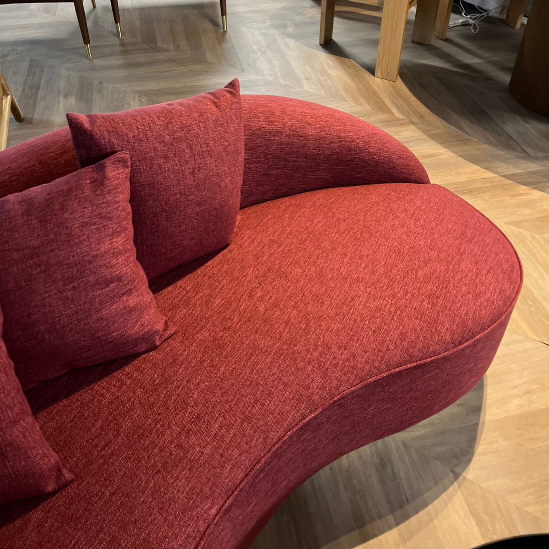 Isola Boucle &amp; Linen Curved Sofa - Ready to Ship