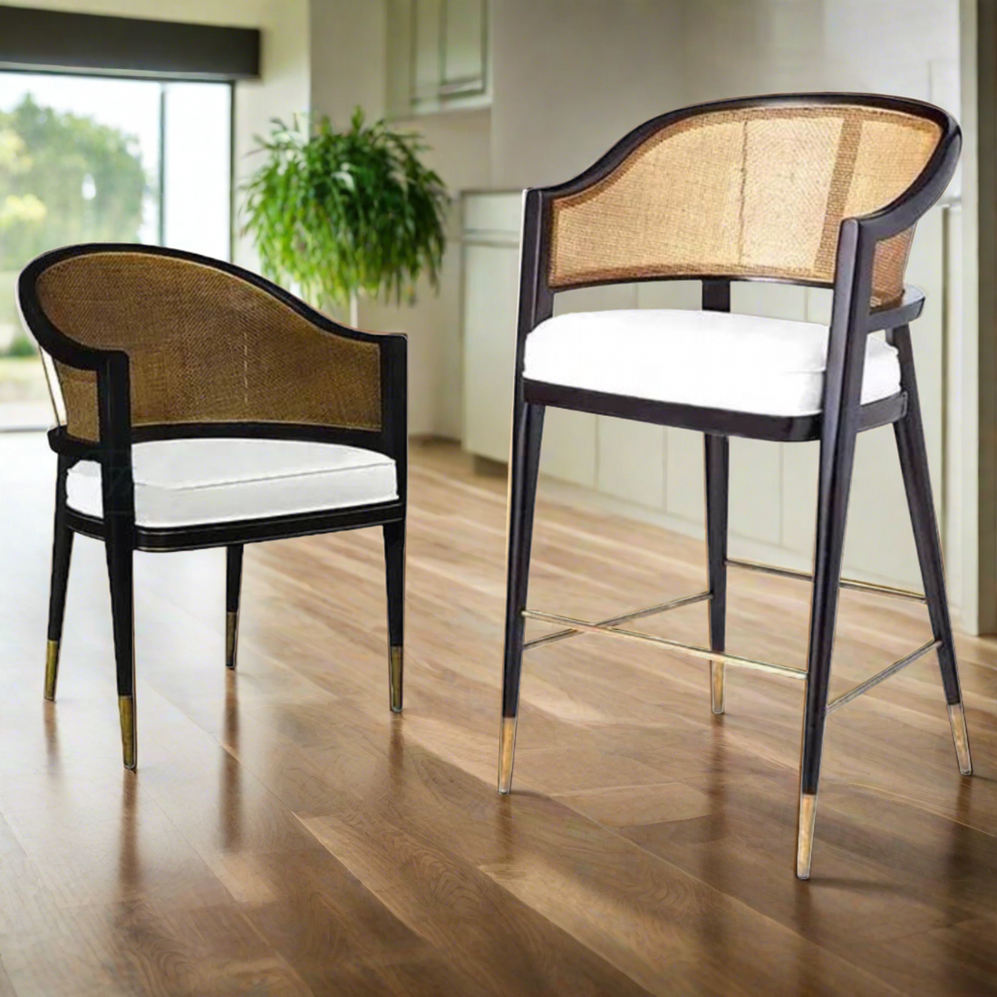 Levanto Nordic Rattan &amp; Wood Dining Chair