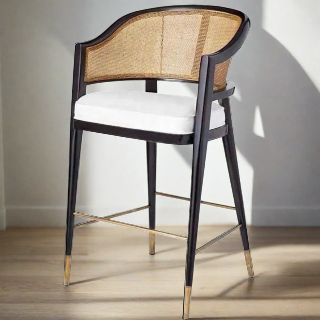Levanto Kitchen Bar Stool Chairs - Wooden &amp; Rattan - Ready to Ship