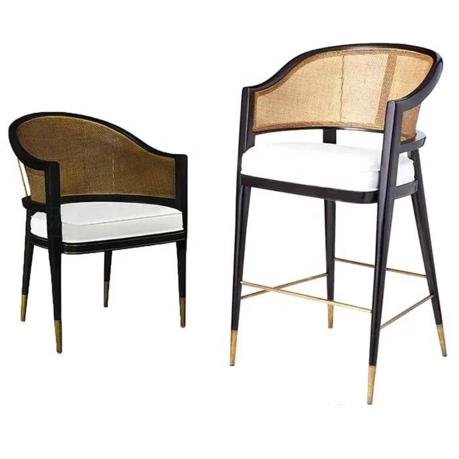 Levanto Kitchen Bar Stool Chairs - Wooden &amp; Rattan - Ready to Ship