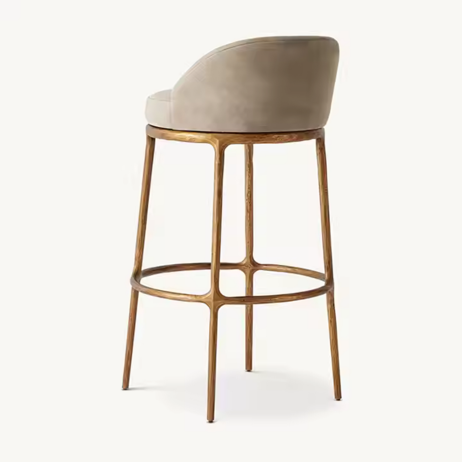 Milano Bar Stool with Golden Forged Iron Frame and Upholstered Seat