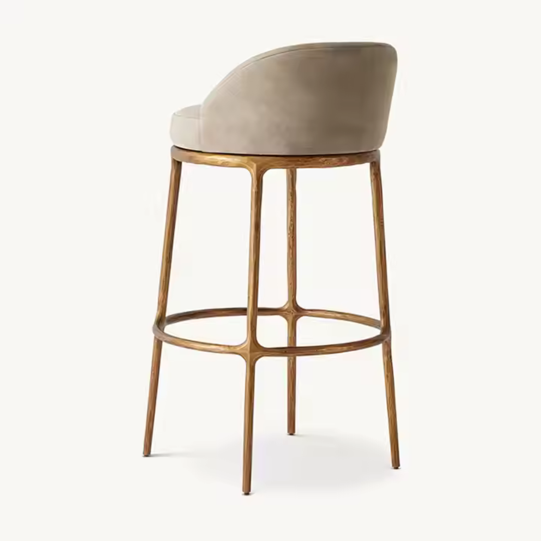 Milano Bar Stool with Golden Forged Iron Frame and Upholstered Seat