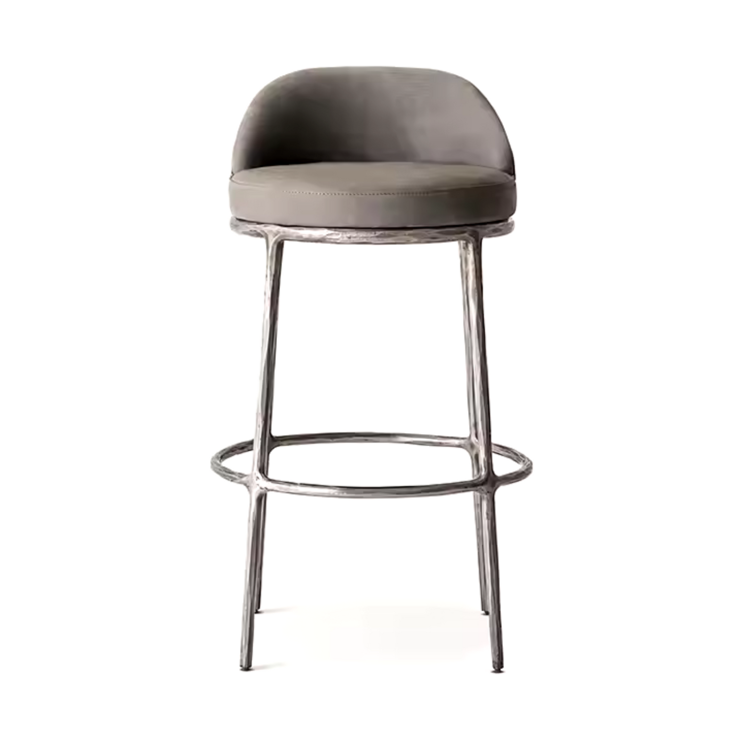 Milano Bar Stool with Golden Forged Iron Frame and Upholstered Seat