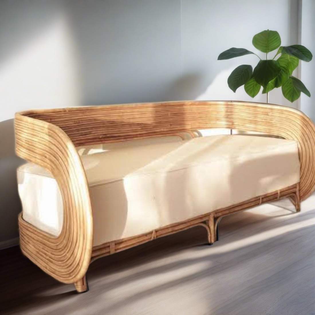 Monet Rattan Cane Curved Sofa Two Seaters