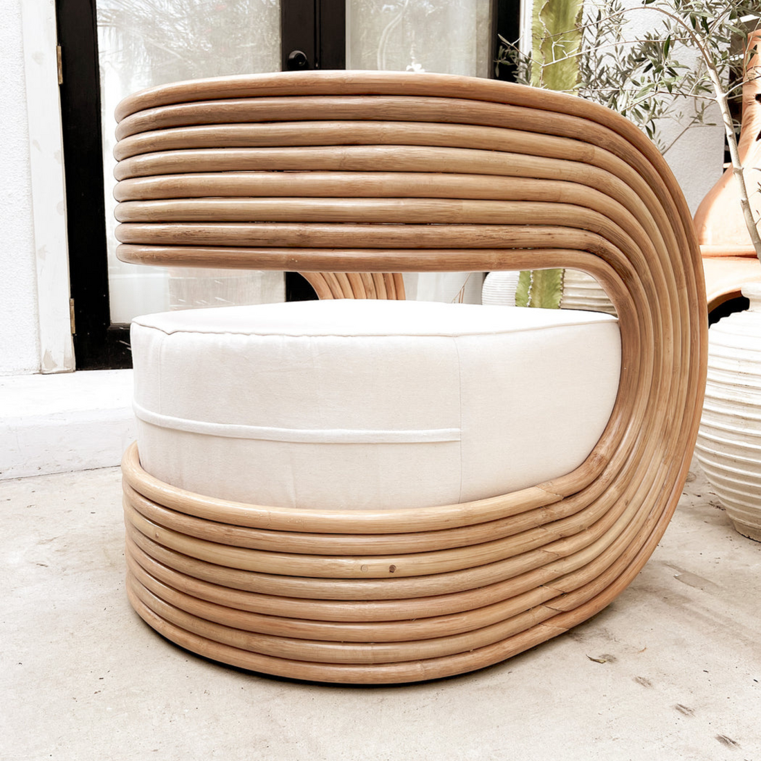 Monet Rattan Cane Curved Sofa One Seater