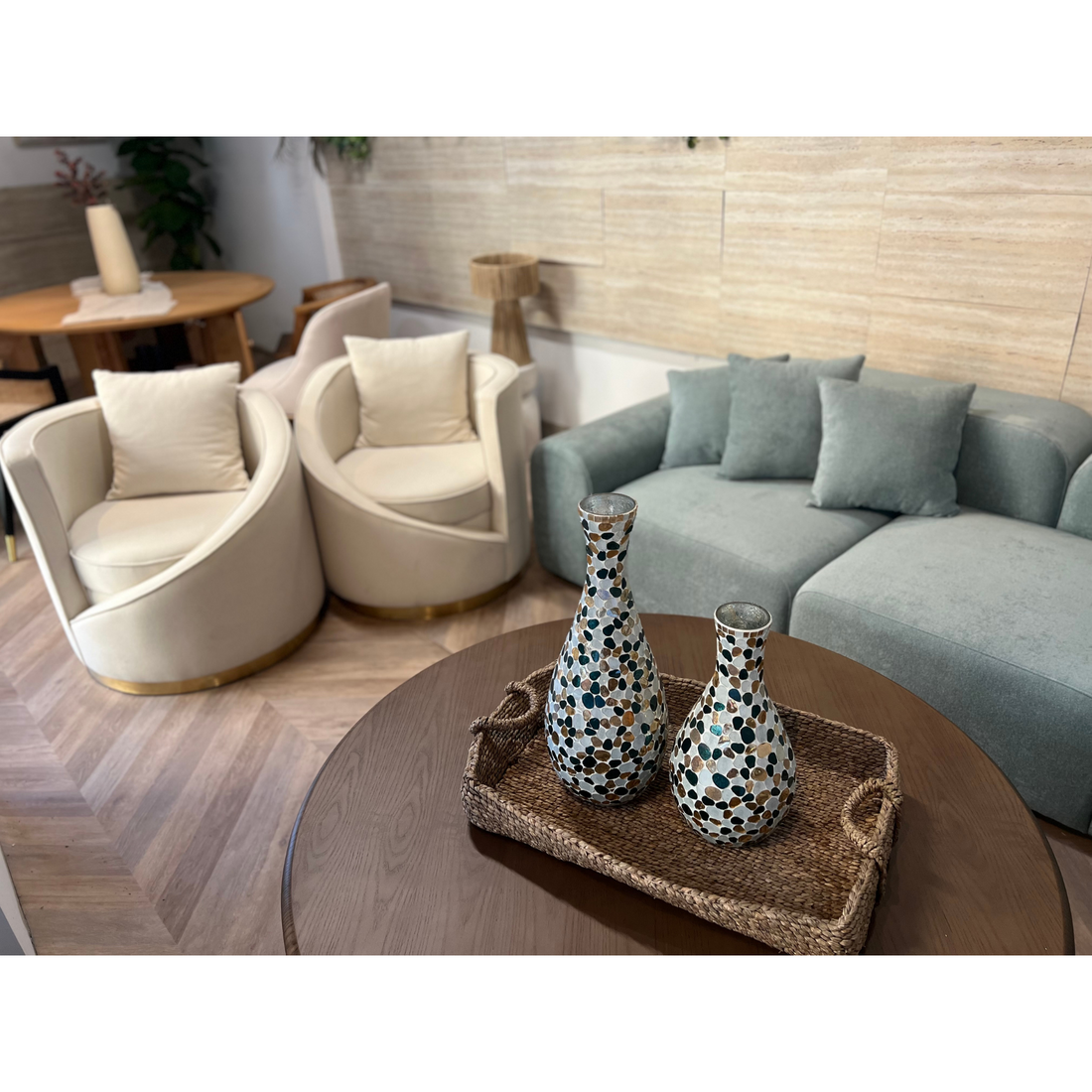 Opulenza Curved Sofa 4 seater - Light Blue - Ready to Ship