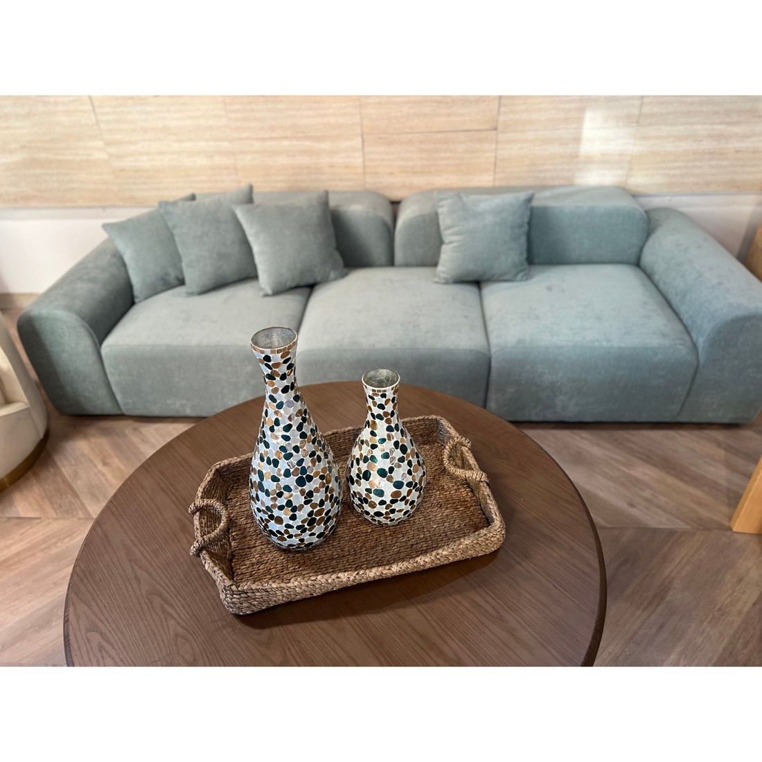 Opulenza Curved Sofa 4 seater - Light Blue - Ready to Ship