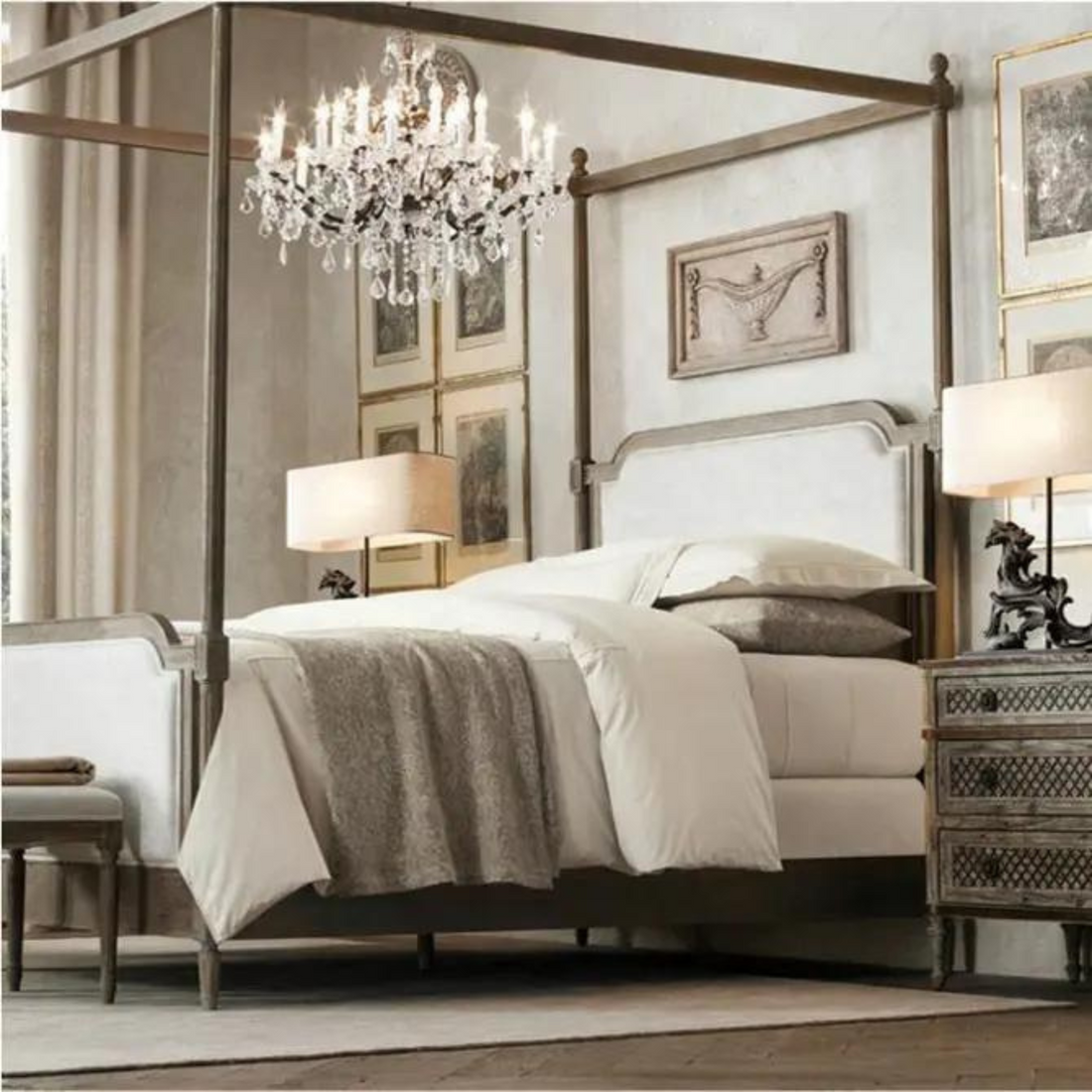 Queen Marie Antoinette Canopy Bed - Queen Size - Ready to Ship