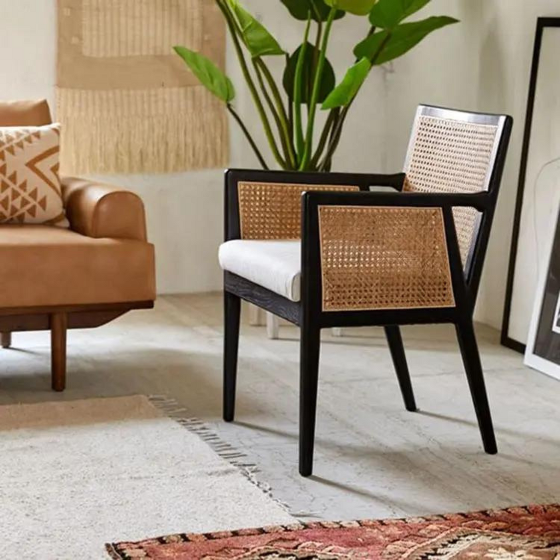 Rinella Nordic Rattan &amp; Wood Dining Chair