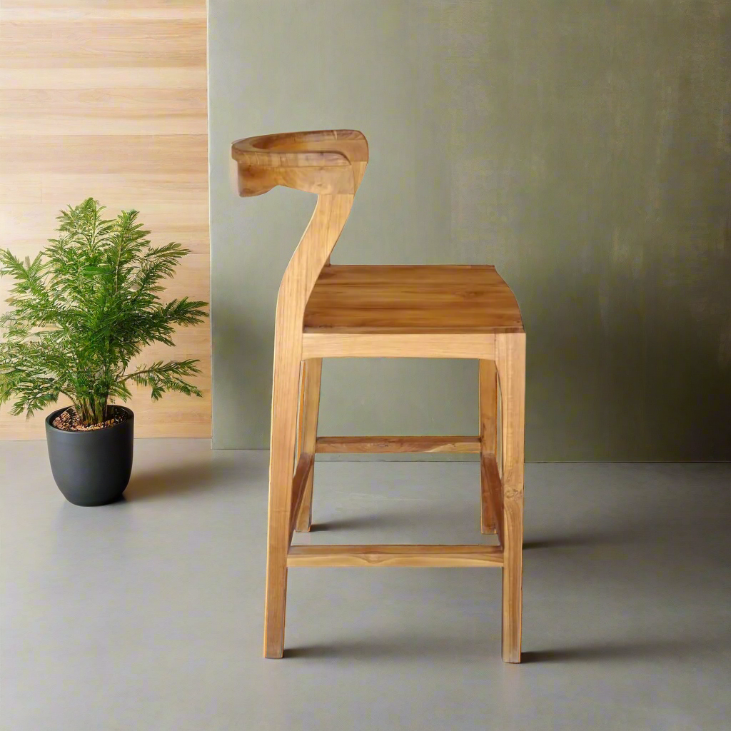 Tropika Rattan & Wood  Bar Stool - Natural Brown Colour -  Ready to Ship