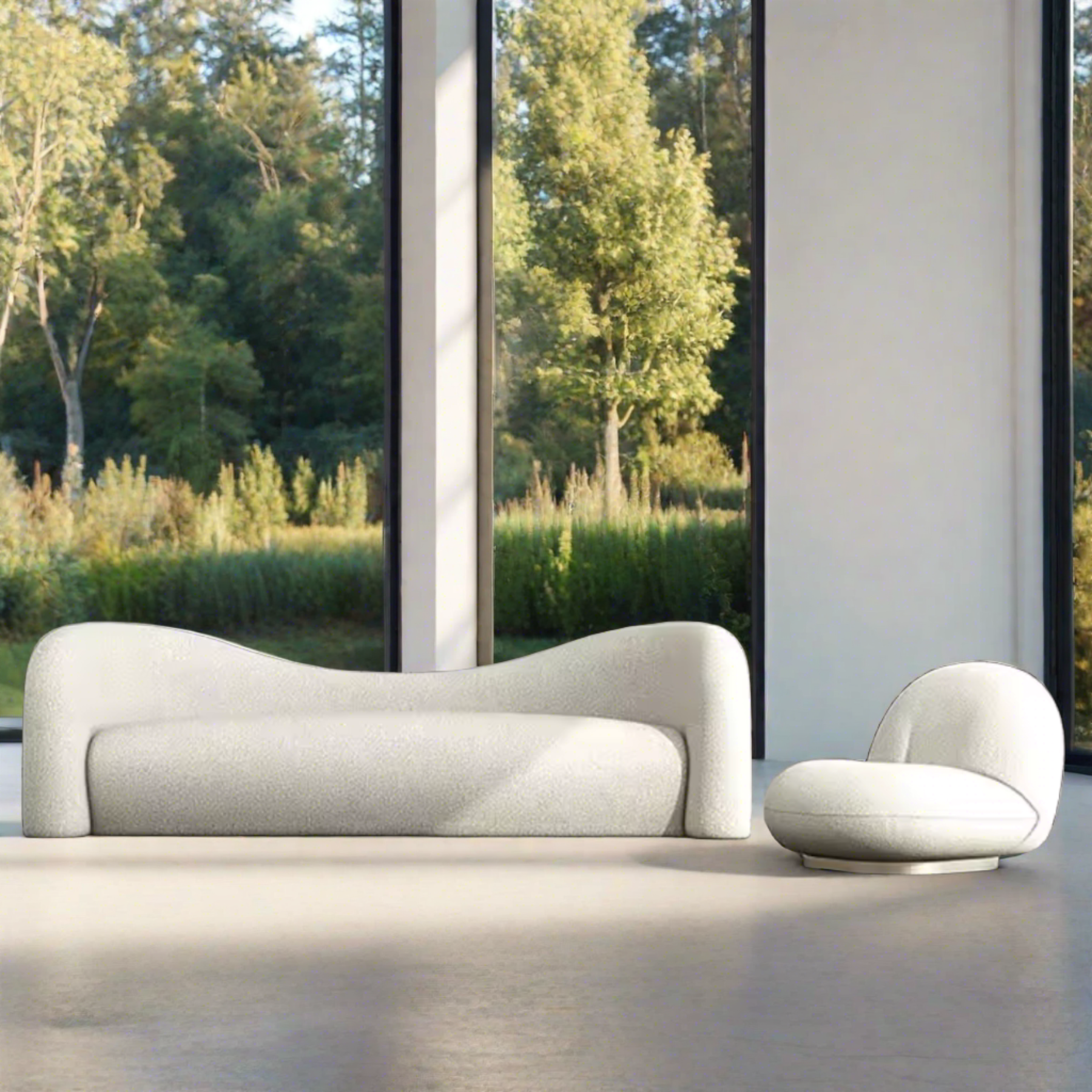 Velvienne Linen Curved Sofa - Grey