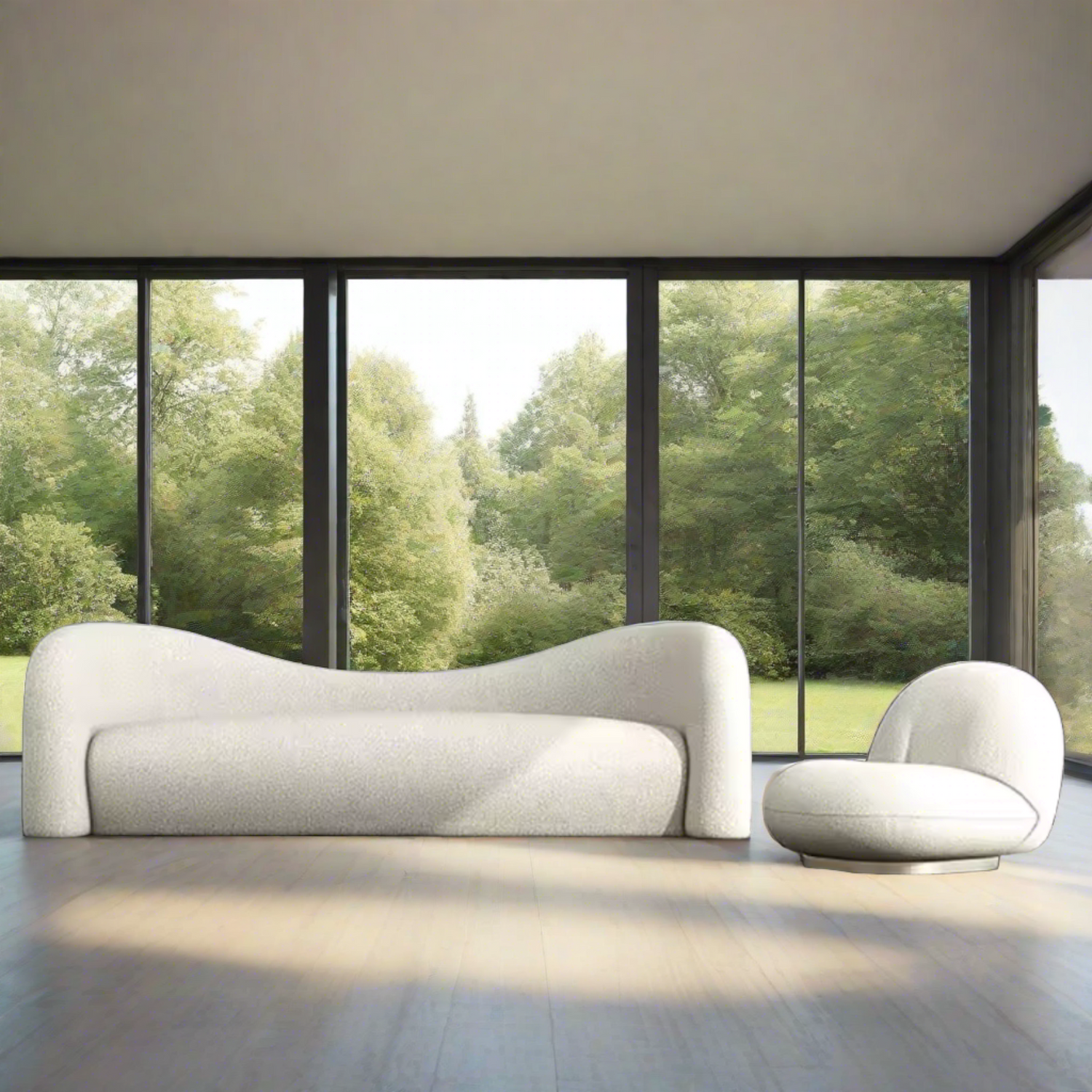 Velvienne Linen Curved Sofa - Grey
