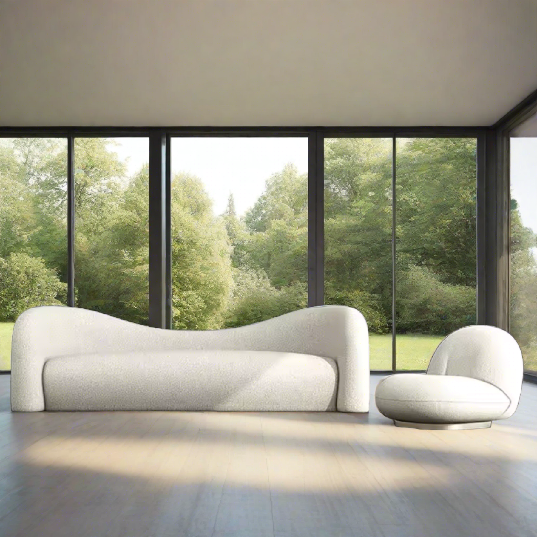 Velvienne Linen Curved Sofa - Grey